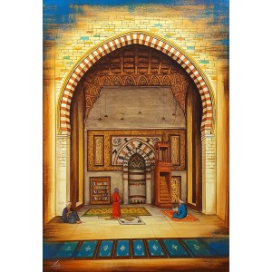 S. A. Noory, Sultan Hassan Mosque -Cairo, 24 x 36 Inch, Acrylic on Canvas, Figurative Painting, AC-SAN-171